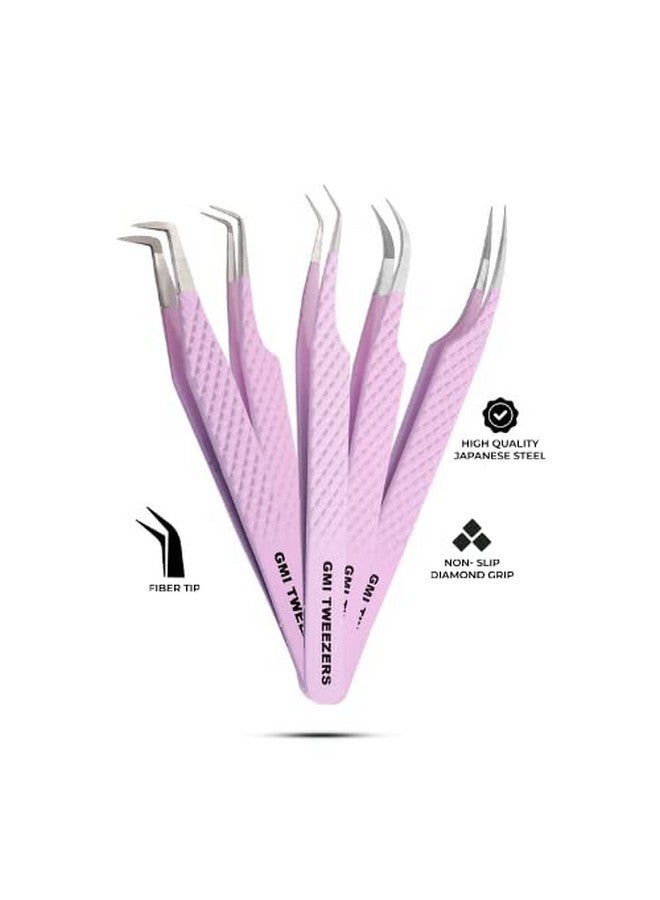 SIVOTE Lash Extension Tweezers Fiber Tips Set Of 4 Curved Dolphin 90 Degree & 45 Degree Tweezer Chocolate - Image 2