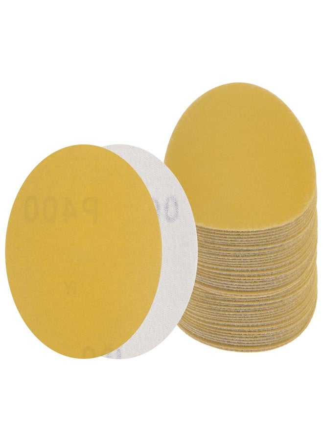 Kozelo 50pcs No Hole Sanding Discs- [ 3 Inch 400 Grit ] Round Hook and Loop Grip Sanding Pads Sheet Sandpaper for Woodworking Metal Polishing Use| Gold, Aluminum Oxide - Image 1
