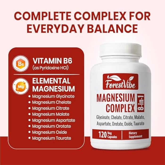 ForestVibe Magnesium Complex 420mg, 8-in-1 Blend with Glycinate, Chelate, Citrate & Malate, 120 Capsules, 40 Day Supply, Non-GMO & Gluten Free High Absorption Magnesium Supplement for Men and Women - Image 3