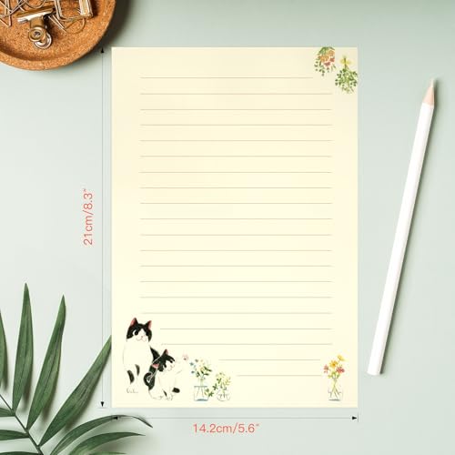 KSIWRE 36 PCS Writing Paper and Envelopes Set, Warm Cute Cat Themed Stationary Set Design for Invitations Gift Decorations Holiday Party, 24 Lined Stationery Paper with 12 Envelops - Image 4