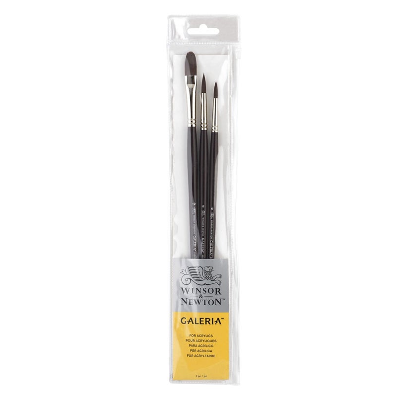 Winsor Newton Winsor & Newton Galeria Long Handle Brush (3 Pack) (Round 6 & 8, Filbert 12) - Image 1