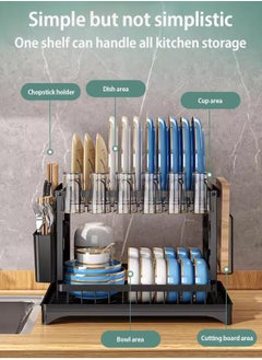 LOOPITYS Stainless steel tableware storage rackdishwashing rack, kitchen storage rack multi-functional dish rack tableware storage rack tableware drain rack kitchen utensils and dishes storage chopstick storage knife holder cup holder  - Image 4