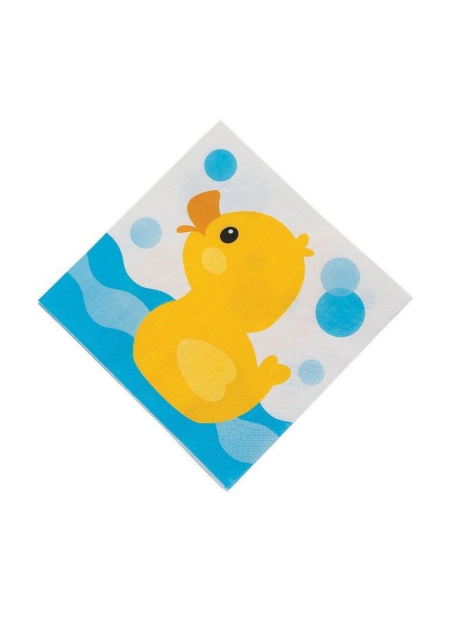 Fun Express Rubber Ducky Luncheon Napkins (16Pc) Party Supplies 16 Pieces  - Image 1