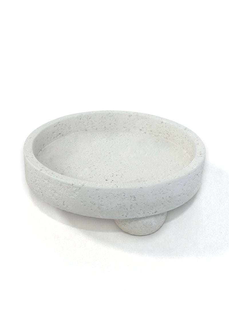 Decorative round tray inspired by travertine stone design with a raised base – 25 cm diameter - Image 3