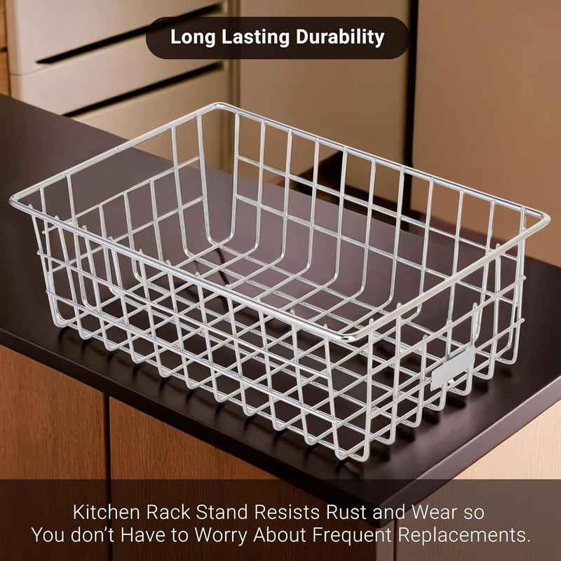 Kuber Industries Kuber Industries Small Stainless Steel Basket for Storage - Pooja Items & Kitchen Storage Tokri for Onion Organizing - With Handles - Silver - Image 2