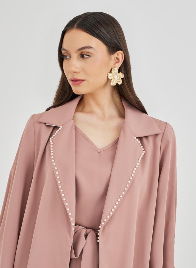 Take Two Solid Long Sleeve Kimono with Pleated Dress Set - Image 5