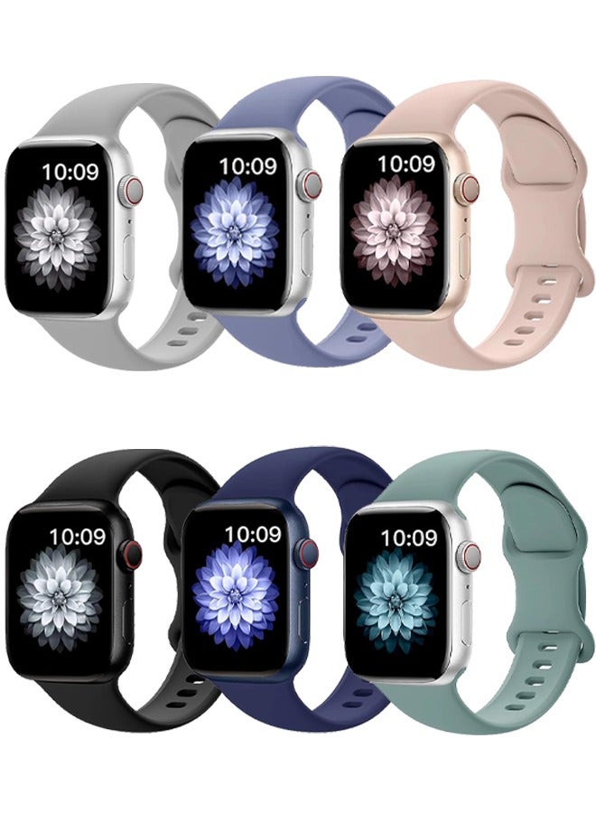 HablTech 6 Pcs Sport Silicone Band Compatible with Apple Watch 44mm/45mm/46mm/49mm Classic Soft Replacement Strap Applicable to iWatch Series 11/10/9/8/7/6/5/4/Ultra/Ultra2/Ultra3/SE/SE2/SE3 - Image 1
