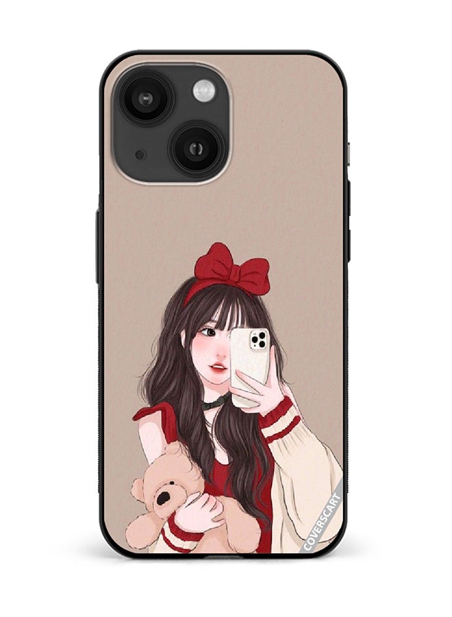 COVERSCART Protective Case Cover For Apple iPhone 15 Girl Holding Teddy Design Multicolour