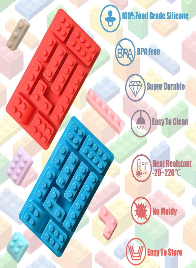 Ysqool 2 Pack Silicone Brick Mold for Chocolate Candy, Building Block Ice Cube Tray, Flexible Brick Molds Silicone for Baking, Gummy, Jello and Cake Decoration, Parties and DIY Treats - Image 3