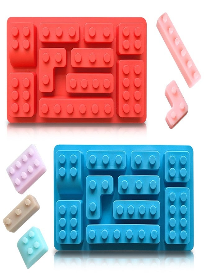 Ysqool 2 Pack Silicone Brick Mold for Chocolate Candy, Building Block Ice Cube Tray, Flexible Brick Molds Silicone for Baking, Gummy, Jello and Cake Decoration, Parties and DIY Treats - Image 1
