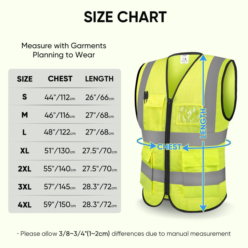 TICONN Reflective Safety Vest High Visibility Class II Mesh Vest for Women & Men Meets ANSI Standards (1PK, Yellow, S) - Image 2