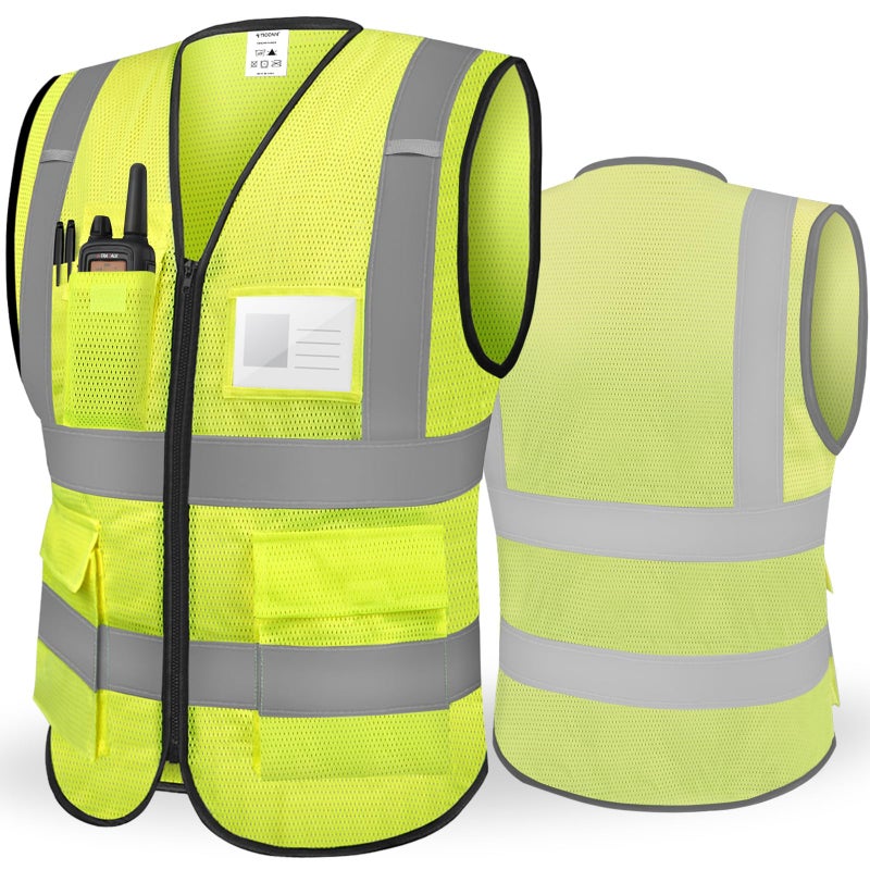 TICONN Reflective Safety Vest High Visibility Class II Mesh Vest for Women & Men Meets ANSI Standards (1PK, Yellow, S) - Image 1