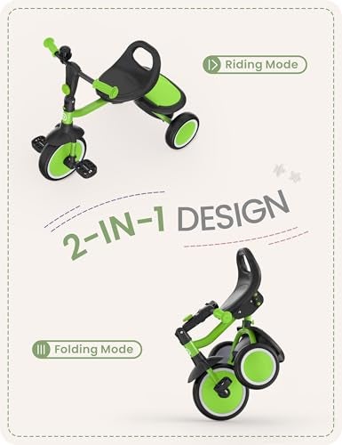 besrey Kids Tricycles Age 18 Month to 5 Years Toddler Tricycle Kids Trikes Tricycle Gift Toddler Tricycles for 25 Year Olds Gift Toys for Boy Girl Trikes for Toddlers Grass Green - Image 5