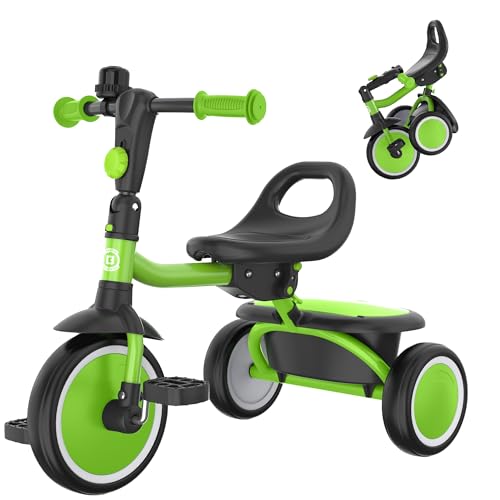 besrey Kids Tricycles Age 18 Month to 5 Years Toddler Tricycle Kids Trikes Tricycle Gift Toddler Tricycles for 25 Year Olds Gift Toys for Boy Girl Trikes for Toddlers Grass Green - Image 1