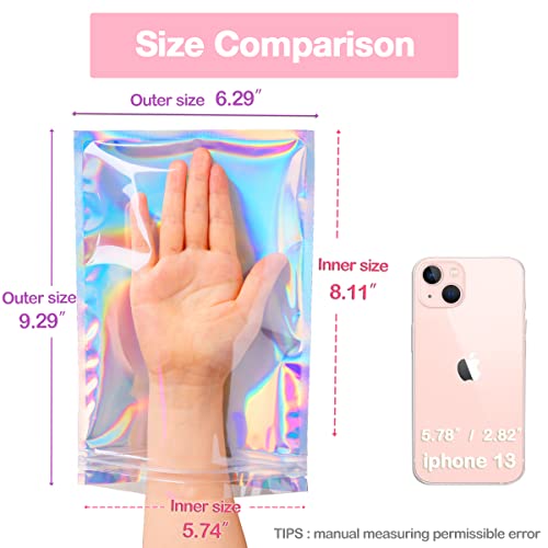 Trunple Smell Proof Bags & Resealable Foil Pouch Mylar Sample Bag Great for Party Favor Food Storage (Holographic Color) (50pcs-6x9 inch) - Image 3