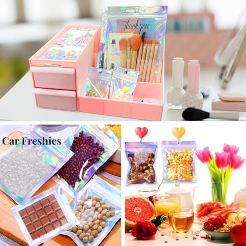 Trunple Smell Proof Bags & Resealable Foil Pouch Mylar Sample Bag Great for Party Favor Food Storage (Holographic Color) (50pcs-6x9 inch) - Image 2