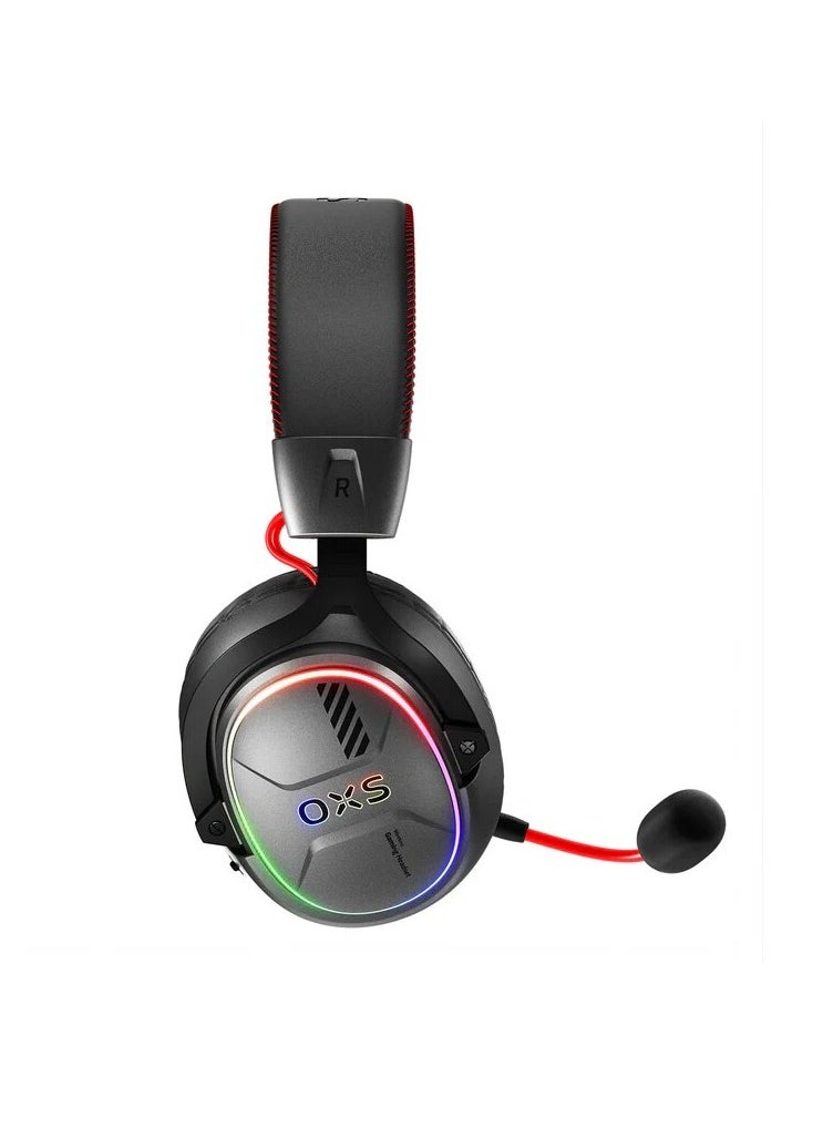 OXS AUDIO - OXS Storm G2 Wireless Gaming Headset, Over-Ear Gaming Headphones with 7.1 Virtual Surround Audio, 3 EQ Modes, Low Latency 2.4GHz, 50mm Driver, RGB Light, Bluetooth 5.3, Compatible with PC, Console, Mobile Phone, Black - Image 1