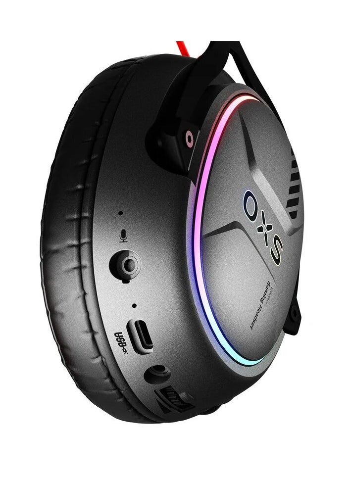 OXS AUDIO - OXS Storm G2 Wireless Gaming Headset, Over-Ear Gaming Headphones with 7.1 Virtual Surround Audio, 3 EQ Modes, Low Latency 2.4GHz, 50mm Driver, RGB Light, Bluetooth 5.3, Compatible with PC, Console, Mobile Phone, Black - Image 1