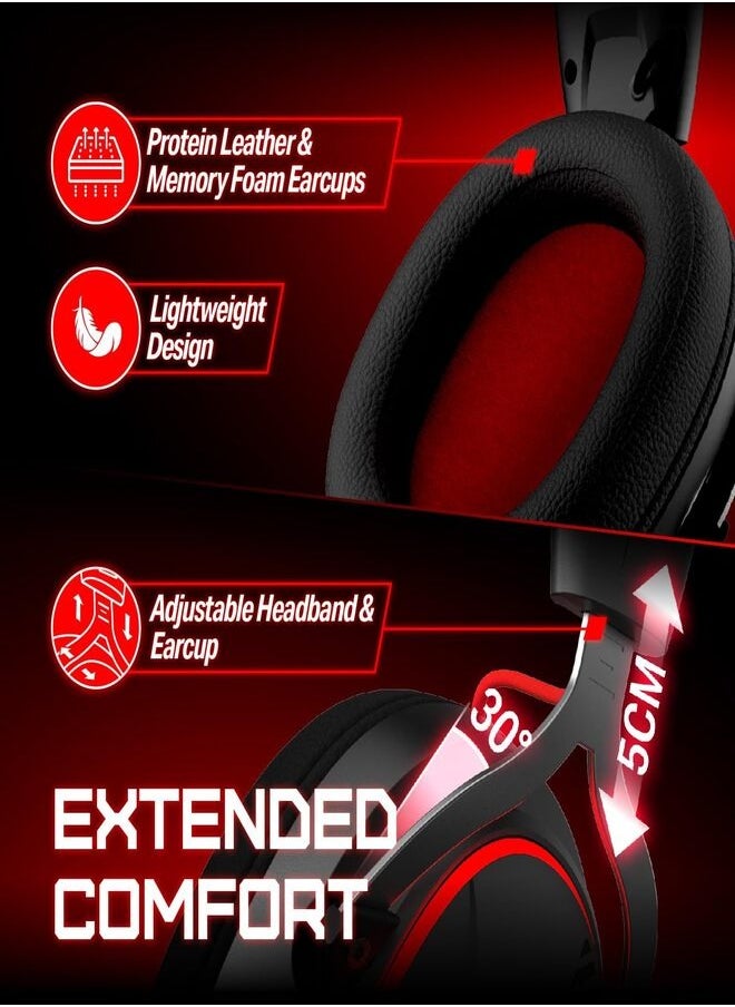 OXS AUDIO - OXS Storm G2 Wireless Gaming Headset, Over-Ear Gaming Headphones with 7.1 Virtual Surround Audio, 3 EQ Modes, Low Latency 2.4GHz, 50mm Driver, RGB Light, Bluetooth 5.3, Compatible with PC, Console, Mobile Phone, Black - Image 1