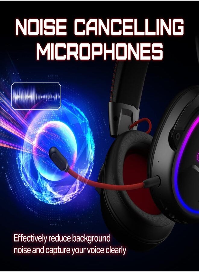 OXS AUDIO - OXS Storm G2 Wireless Gaming Headset, Over-Ear Gaming Headphones with 7.1 Virtual Surround Audio, 3 EQ Modes, Low Latency 2.4GHz, 50mm Driver, RGB Light, Bluetooth 5.3, Compatible with PC, Console, Mobile Phone, Black - Image 1