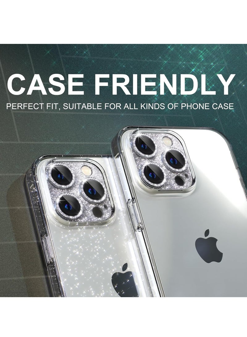 كيلا واقي عدسة الكاميرا متوافق مع iPhone 15 Pro/iPhone 15 Pro Max، غطاء كاميرا لامع مع واقي شاشة عدسة زجاج مقوى 9H مع حلقة معدنية وإكسسوارات تزيين (فضي لامع) - Image 5