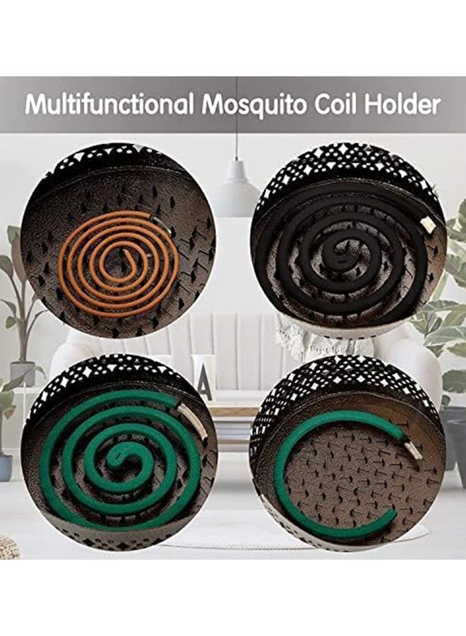 Retro Portable Mosquito Coil Holder with Handle Iron Fireproof Incense Burner for Home/Outdoor,14cm Diameter - Image 4