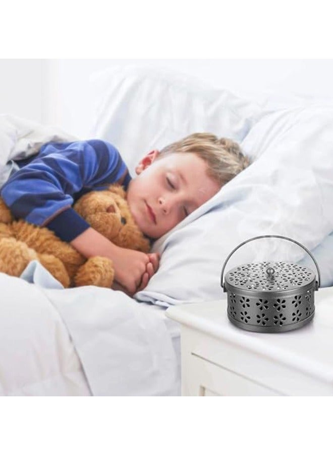 Retro Portable Mosquito Coil Holder with Handle Iron Fireproof Incense Burner for Home/Outdoor,14cm Diameter - Image 5