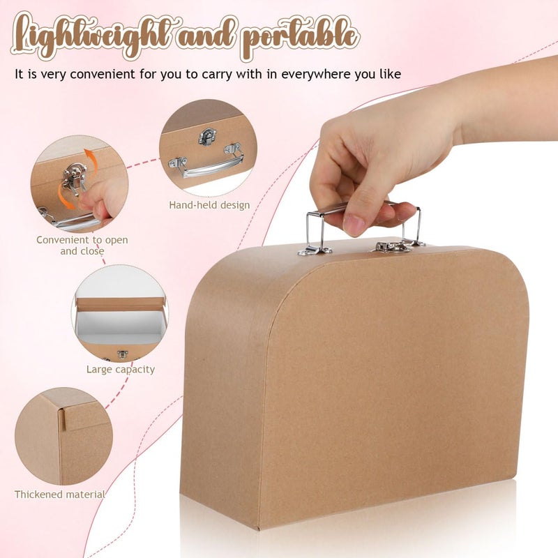 HOMSFOU Kraft Paper Storage Suitcase 10X10X10 Inches Multipurpose Decorative Box for Jewelry Stationery Wedding Party Favors Travel and Home Organization - Image 2