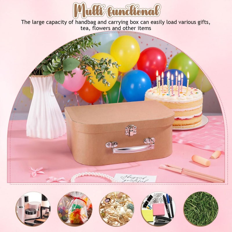 HOMSFOU Kraft Paper Storage Suitcase 10X10X10 Inches Multipurpose Decorative Box for Jewelry Stationery Wedding Party Favors Travel and Home Organization - Image 3