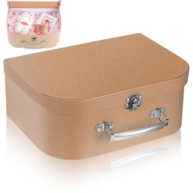 HOMSFOU Kraft Paper Storage Suitcase 10X10X10 Inches Multipurpose Decorative Box for Jewelry Stationery Wedding Party Favors Travel and Home Organization - Image 1