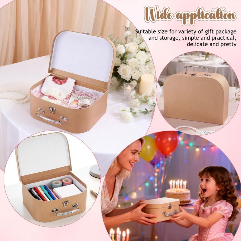 HOMSFOU Kraft Paper Storage Suitcase 10X10X10 Inches Multipurpose Decorative Box for Jewelry Stationery Wedding Party Favors Travel and Home Organization - Image 4