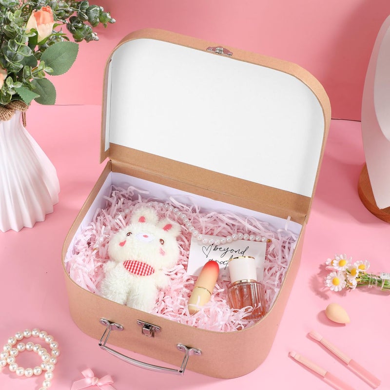 HOMSFOU Kraft Paper Storage Suitcase 10X10X10 Inches Multipurpose Decorative Box for Jewelry Stationery Wedding Party Favors Travel and Home Organization - Image 5
