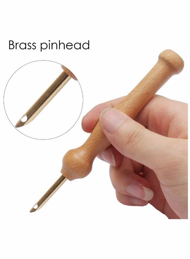 Sewing Embroidery Punch Needle, Wooden Handle Embroidery Pens Large Punch Needle with Needle Threader for DIY Craft Stitching Applique Embellishment,  2 Pack - Image 4
