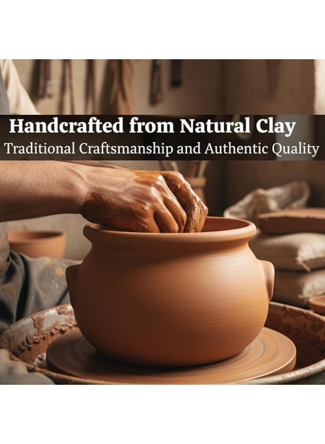 STOCKPOT Handmade Terracotta Clay Cooking Pot, 28 x 17 cm, Natural Earthenware Casserole, Oven Safe, with Lid, Pack of 1 - Image 2