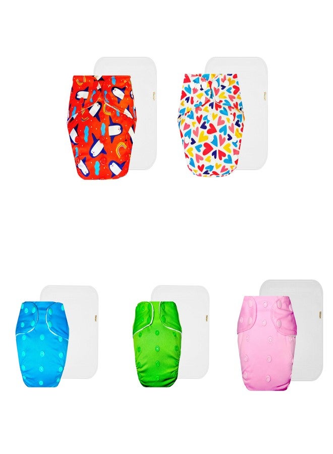 حفاضات دمبلدو القماشية الممتازة مع حشوة قطنية (عبوة من 5) | شعور بالجفاف والراحة | قابلة لإعادة الاستخدام والغسل | سريعة الجفاف | تغيير حفاضات بدون قلق | من 3 أشهر إلى 3 سنوات | للجنسين - Image 1