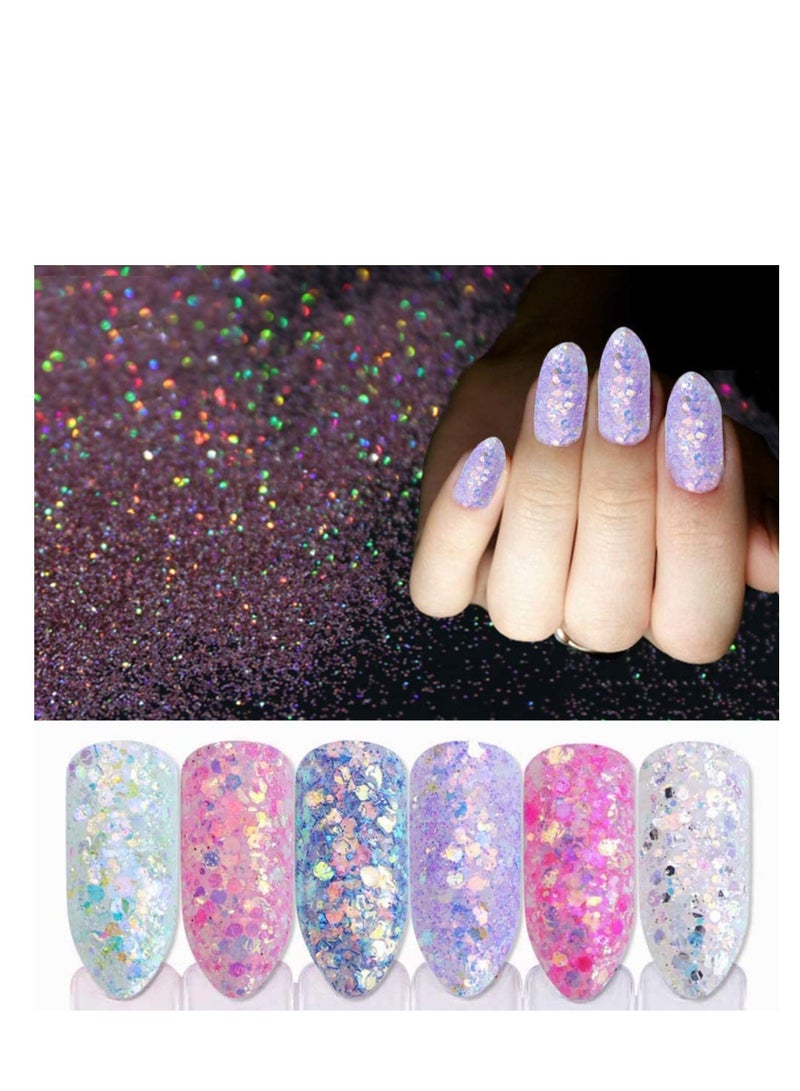 SYOSI Heart Nail Sequins,3D Valentine’s Day Nail Art Stickers Decals Black Pink Love Heart Rabbit Butterfly Nail Glitter Flakes Sparkle for Nail Art Supplies, Women Nail Art Decoration 2 Box/24 Grids - Image 5