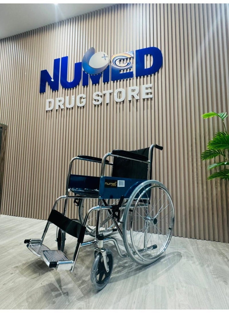 Numed Steel Manual Wheelchair – Chromed | Heavy-Duty NM-809 - Image 3