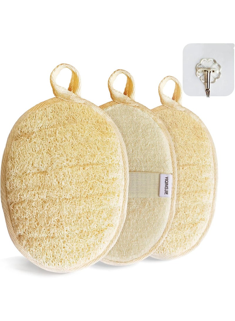 Three-piece natural loofah body brush set. Exfoliating body scrub kit crafted from Egyptian natural loofah, suitable for both men and women, for facial and full-body care. - Image 2