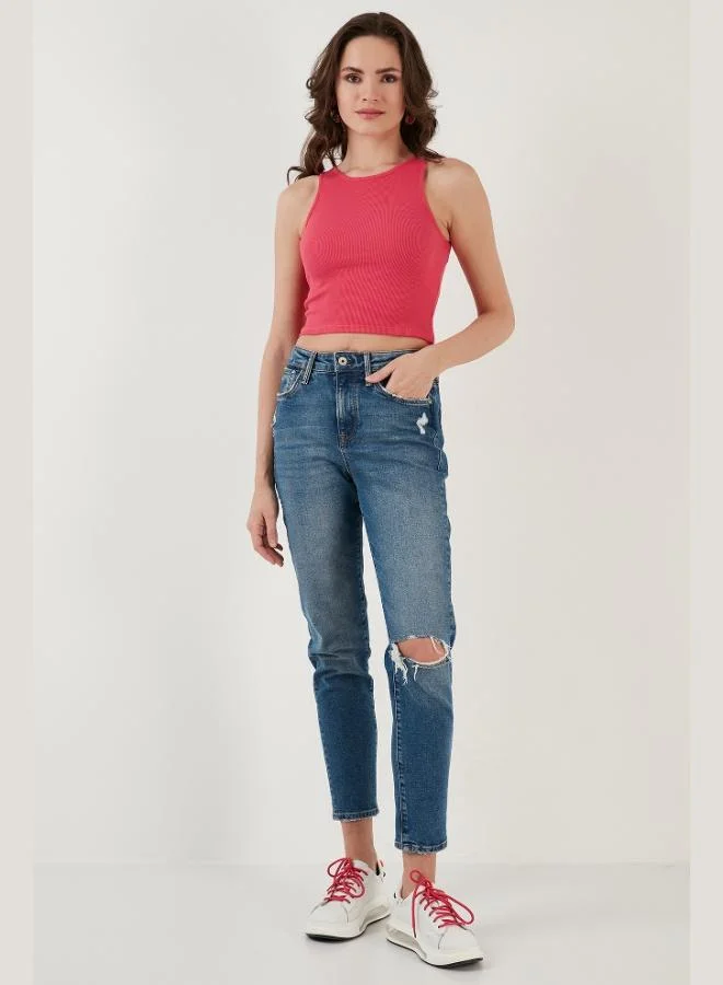 Lela Lela 100% Cotton Ribbed Super Crop Knitted Undershirt Women's Undershirt 5864215