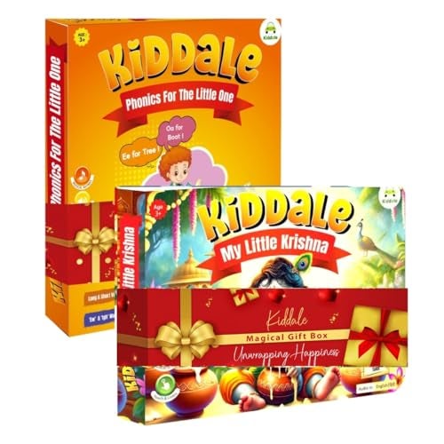 Kiddale Dual Learning Combo: Interactive Phonics Sound Book + Bilingual Krishna Story Sound Book - Image 1