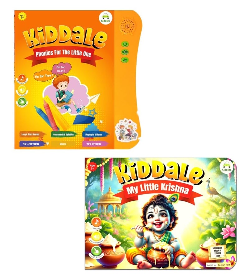 Kiddale Dual Learning Combo: Interactive Phonics Sound Book + Bilingual Krishna Story Sound Book - Image 2