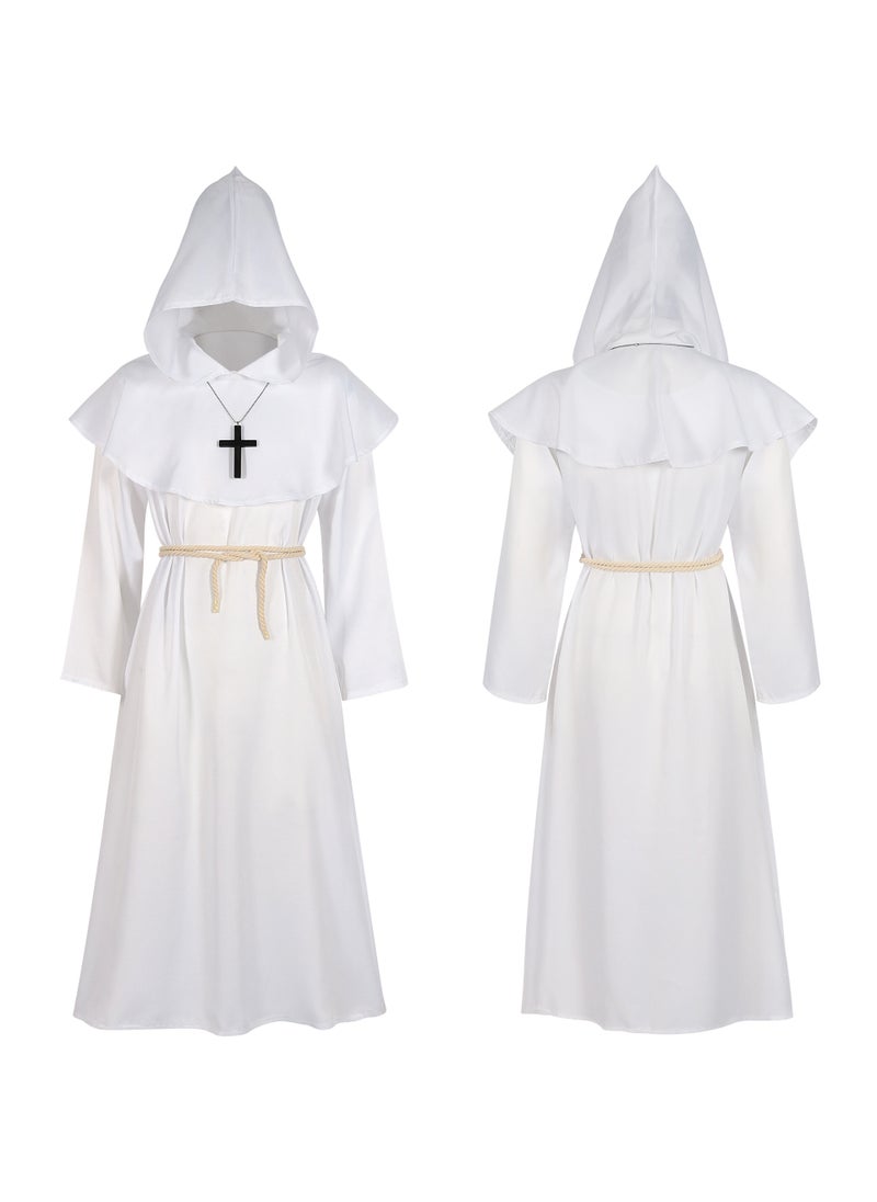 Generic - Medieval Monk Robe Priest Costume Halloween White - Image 1