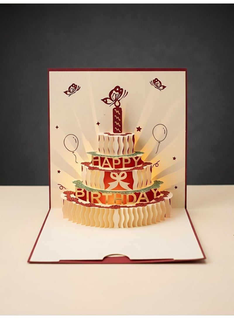 Handcrafted 3D Musical Pop Up Birthday Card, Premium Paper with LED Light & Note Card - Image 3
