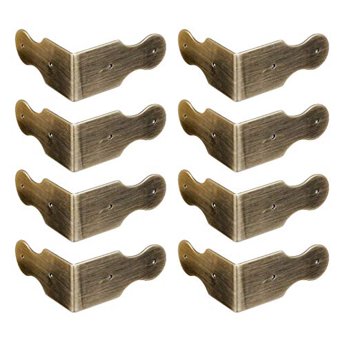 Tiazza 8Pcs Pure Brass Box Corner Protector Corner Braces Hardware Desk Edge Right Angle Guards Wood Jewelry Box Photo Frame Accessories (Antique Bronze) - Image 1