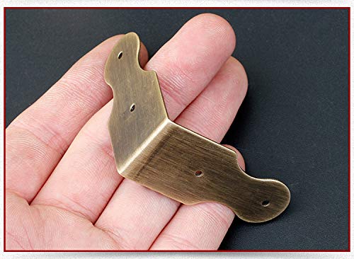 Tiazza 8Pcs Pure Brass Box Corner Protector Corner Braces Hardware Desk Edge Right Angle Guards Wood Jewelry Box Photo Frame Accessories (Antique Bronze) - Image 5