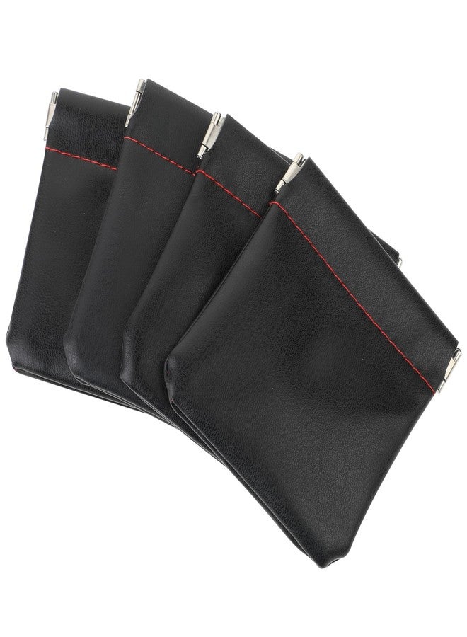Molain 4Pcs PU Leather Earphone Pouch Headphone Storage Bag, Closure Soft Elastic Snap Spring Pouch for Carrying or Storing Headphones - Image 1