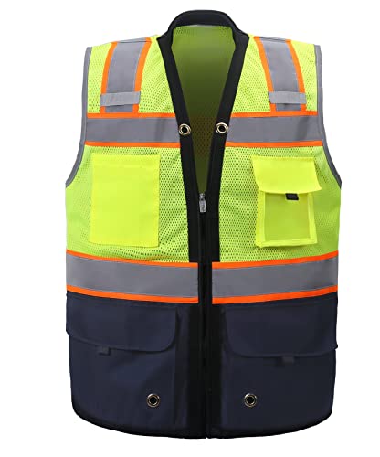 ShineBright Shine Bright Safety Vest - High Visibility with Reflective Straps and Pockets – Premium, Soft, Durable, and Breathable – ANSI CLASS 2 (Size Medium, Navy) - Image 1