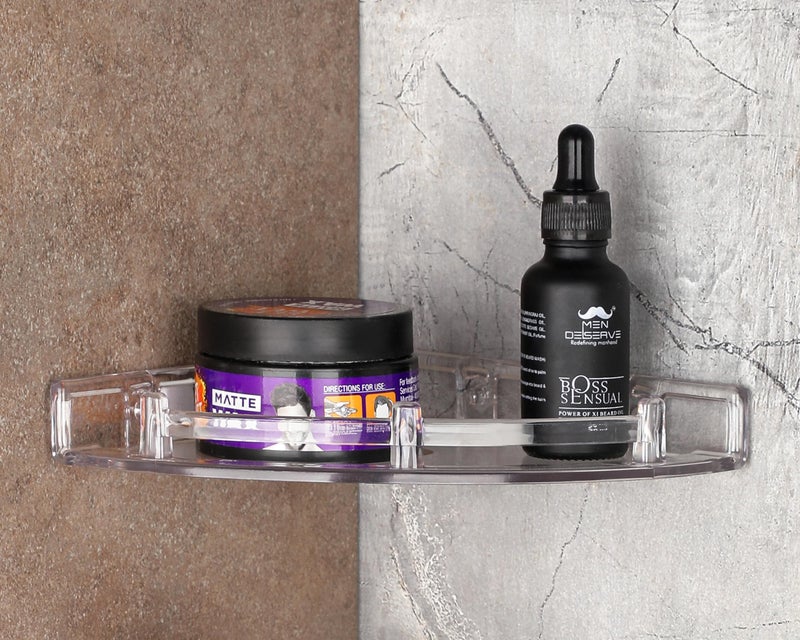 iSTAR Plastic Wall Mounted Corner Shelf for Bathroom Multipurpose Bathroom Accessories Organizer Shelves (6 inch, 8 Inch, 10 Inch, Pack of 3, Transparent) - Image 2