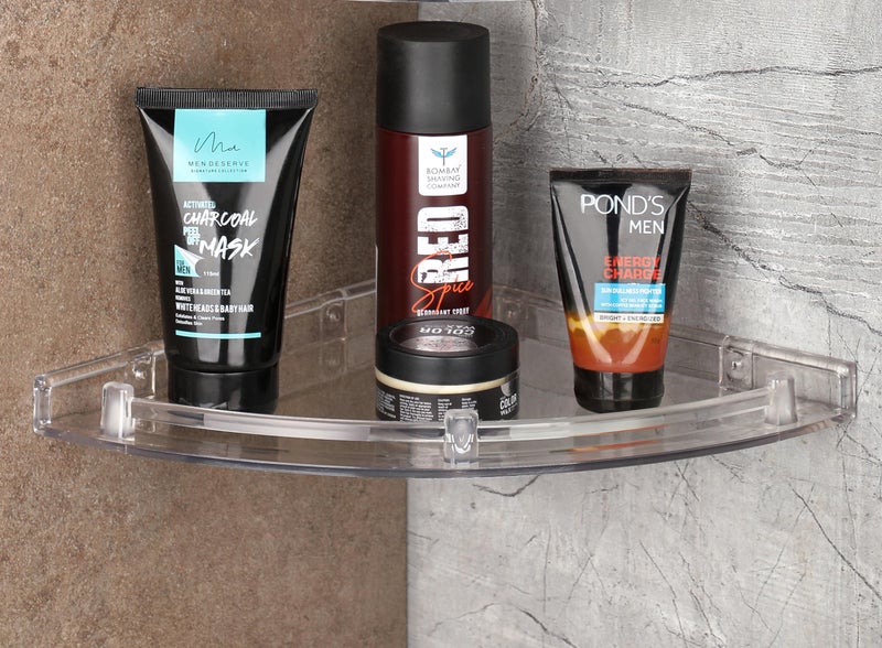 iSTAR Plastic Wall Mounted Corner Shelf for Bathroom Multipurpose Bathroom Accessories Organizer Shelves (6 inch, 8 Inch, 10 Inch, Pack of 3, Transparent) - Image 3