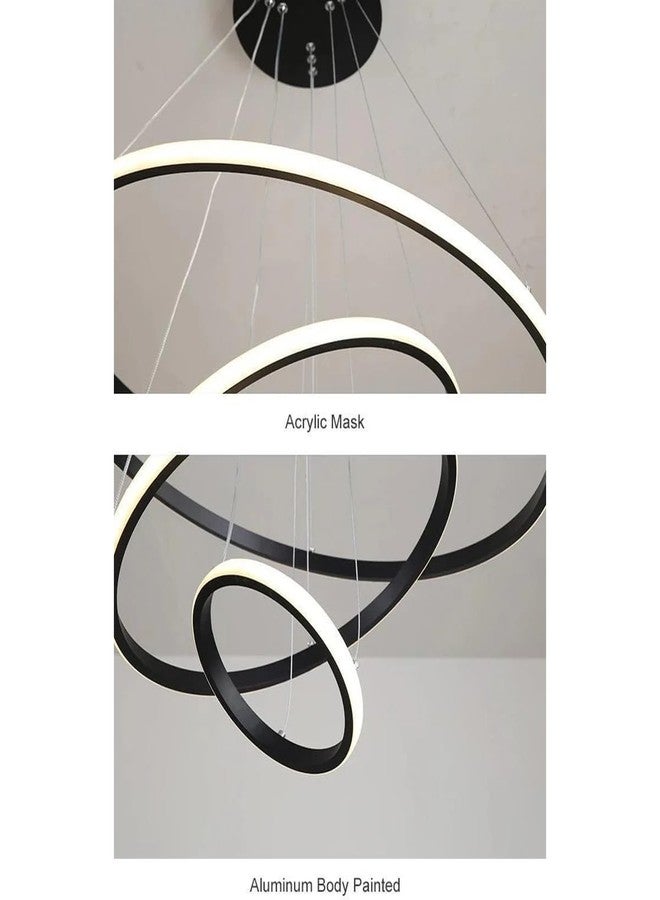 SINOMAN Metal Modern Contemporary Spiral LED 3 Ring Chandelier Hanging Ceiling Pendant Light Adjustable Height with 3 Color Lighting Modes Ideal for Living Room/ /Office/Home (L-3 String Hanging) - Image 4